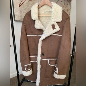 ZARA Men's Brown Shearling Jacket
